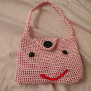 pink crochet bag
